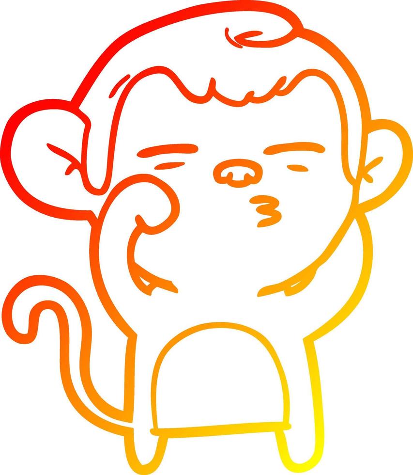 desenho de linha de gradiente quente desenho de macaco suspeito vetor