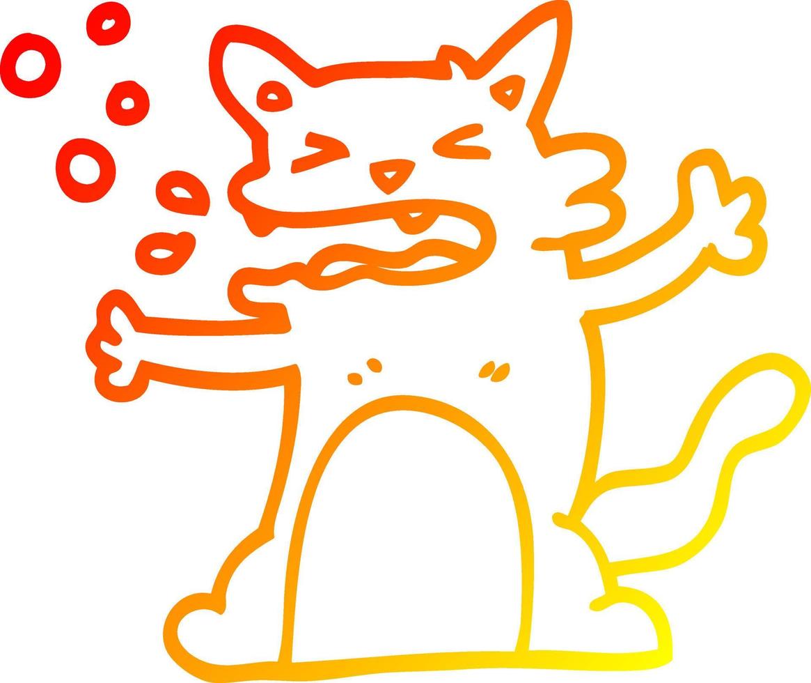 desenho de linha de gradiente quente desenho de gato soluçando vetor