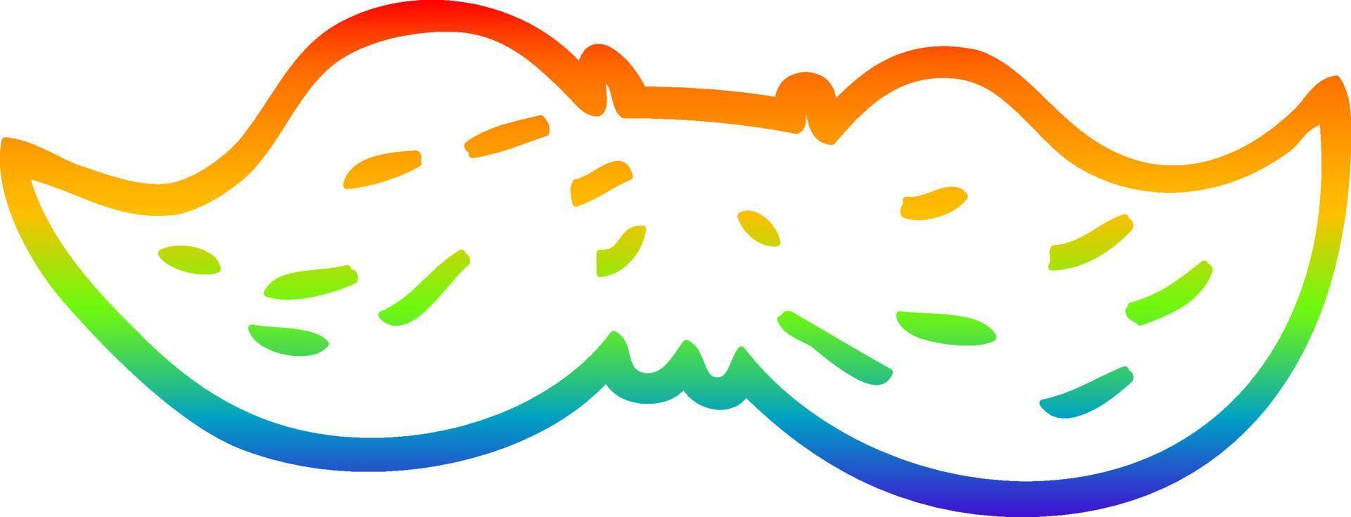 desenho de linha de gradiente de arco-íris desenho de bigode de homem vetor