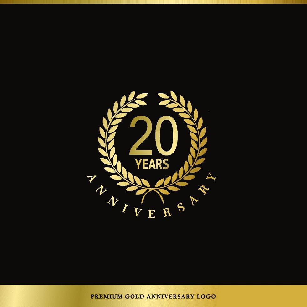 aniversário de logotipo de luxo 20 anos usado para hotel, spa, restaurante, vip, moda e identidade de marca premium. vetor