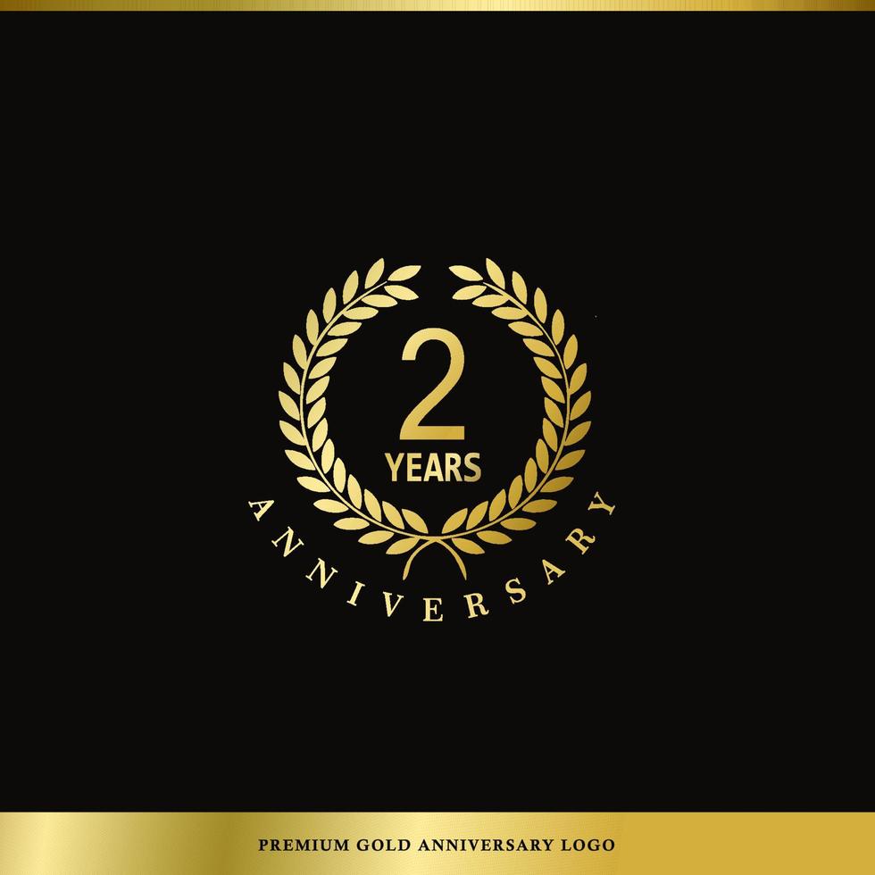 aniversário de logotipo de luxo 2 anos usado para hotel, spa, restaurante, vip, moda e identidade de marca premium. vetor