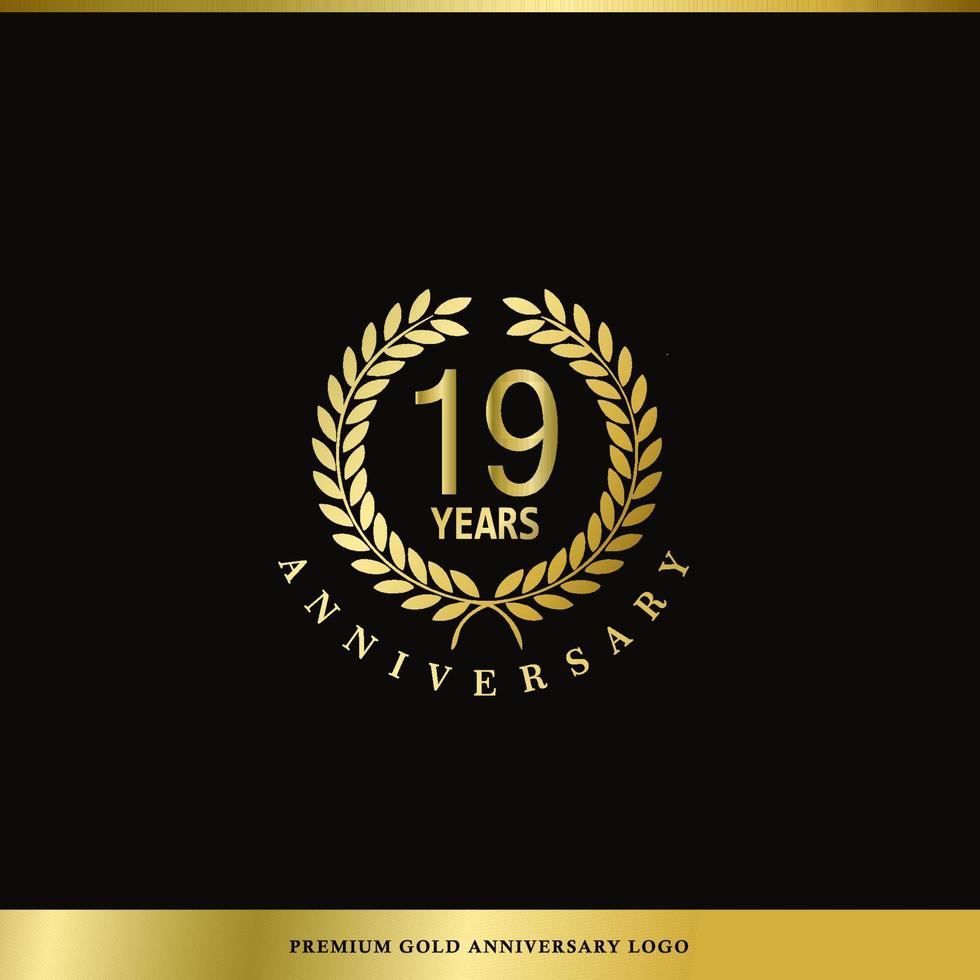 aniversário de logotipo de luxo 19 anos usado para hotel, spa, restaurante, vip, moda e identidade de marca premium. vetor