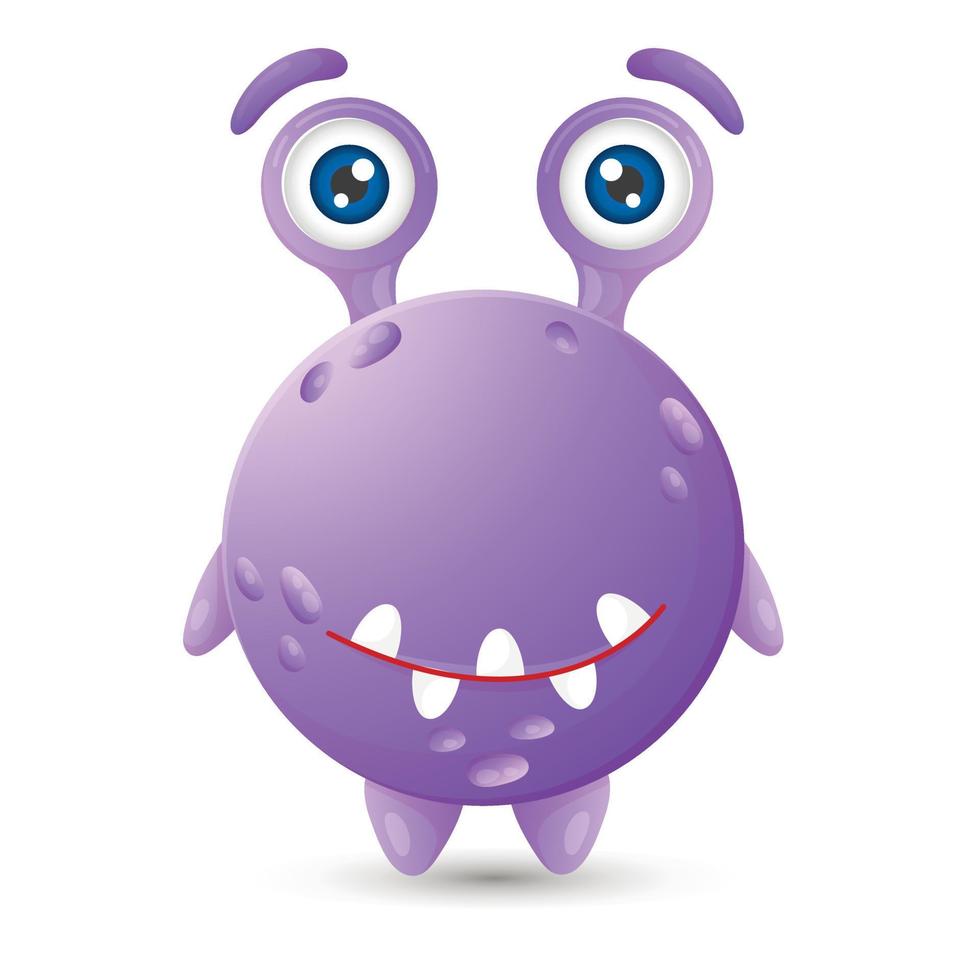 monstro de desenho animado roxo redondo engraçado com dois olhos para decorações de halloween infantil vetor