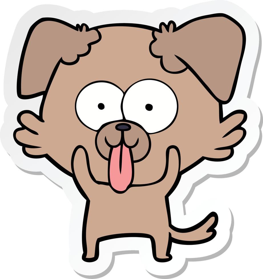 adesivo de um cachorro de desenho animado com a língua de fora vetor