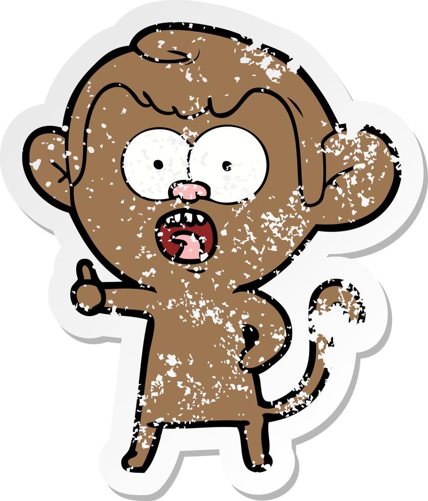 vinheta angustiada de um macaco chocado de desenho animado vetor