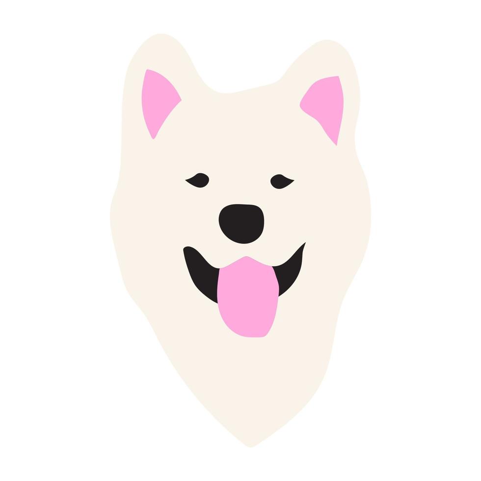 ilustração de doodle bonito de samoieda de raça de cão. cachorro em estilo minimalista vetor