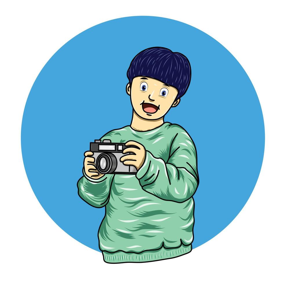 um fotógrafo infantil em design de ilustração vetorial vetor