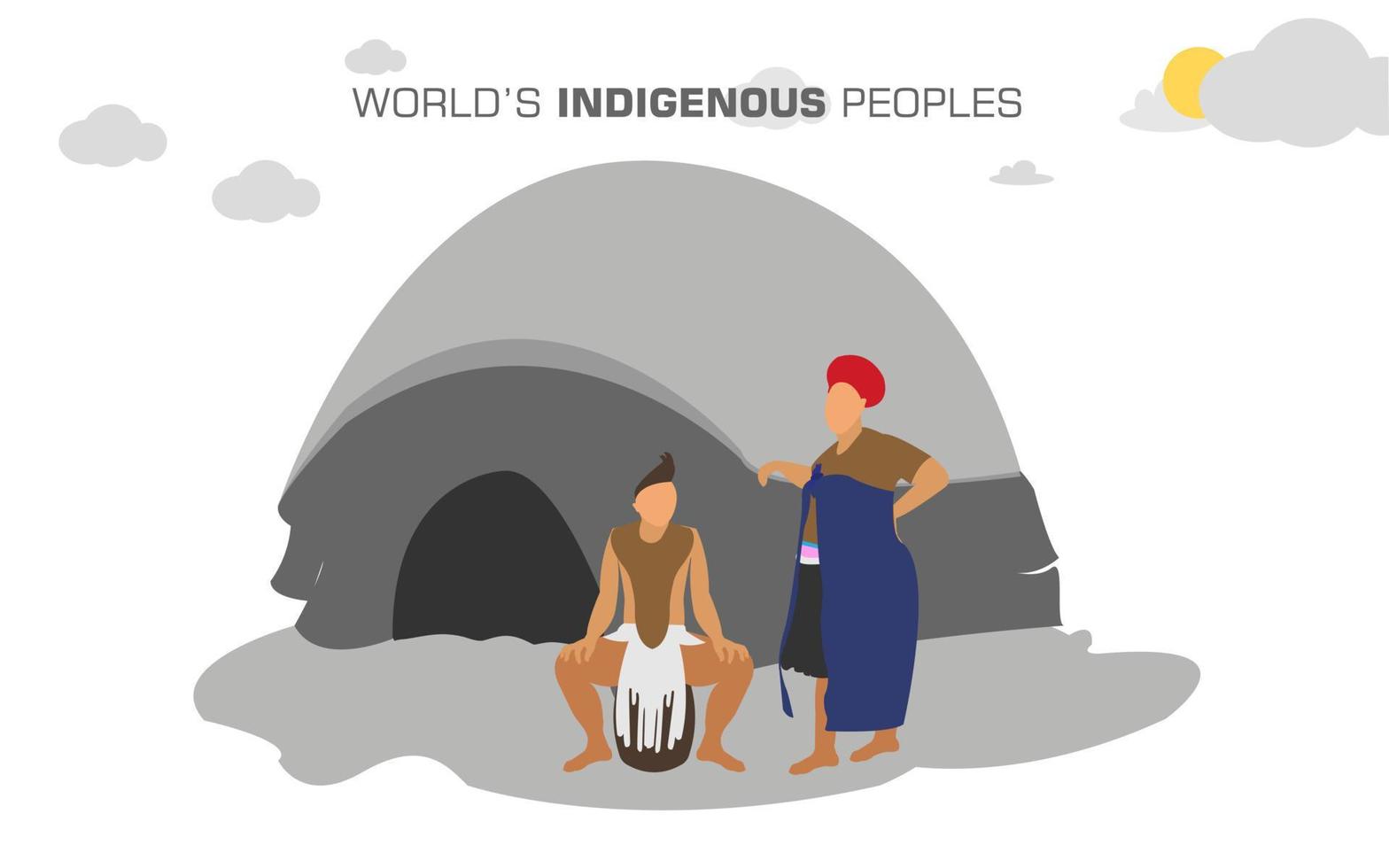 design plano de ilustração do dia mundial dos povos indígenas vetor