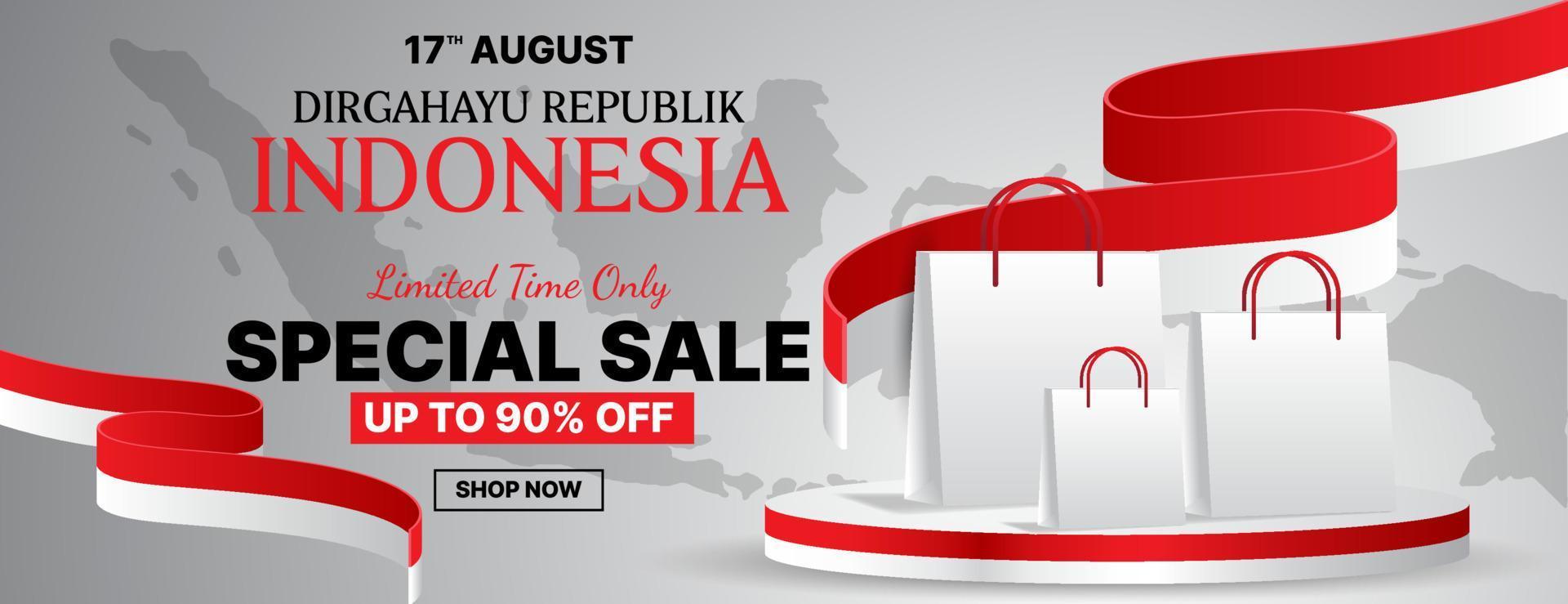 banner de venda especial dia da independência indonésia. ilustração vetorial vetor