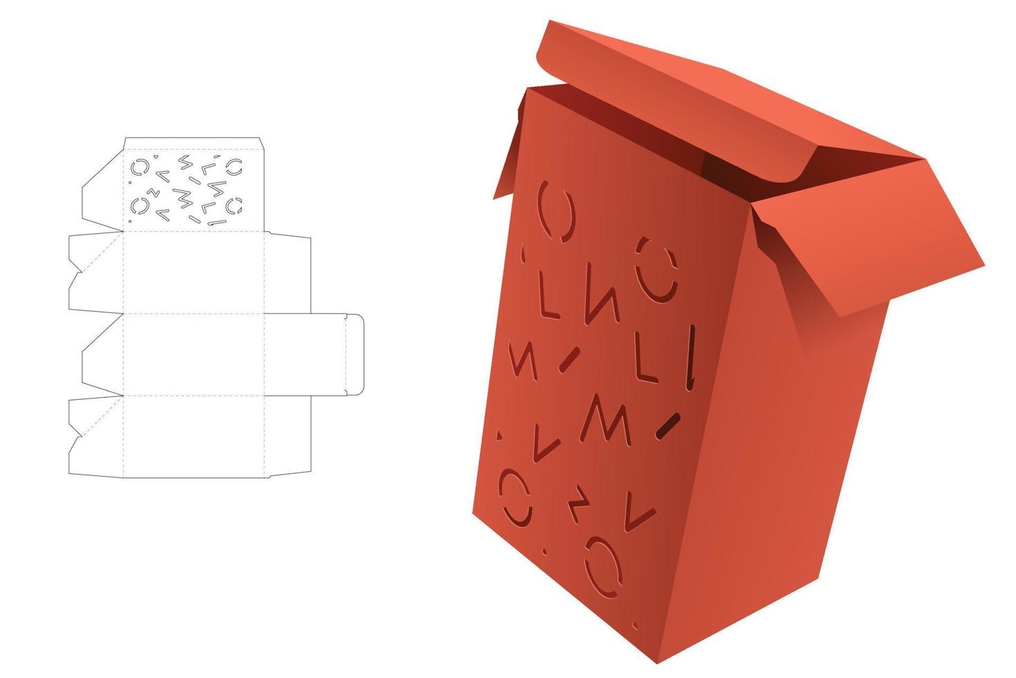 modelo de corte e vinco de caixa padrão de papelão memphis e maquete 3d vetor