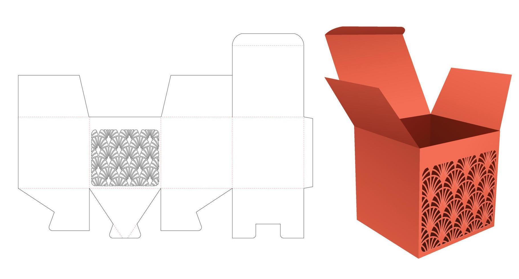 modelo de corte e vinco de mini caixa japonesa e maquete 3d vetor