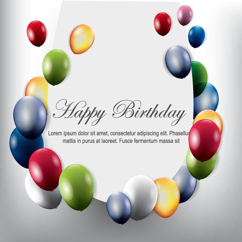 fundo de balão 3d realista para festa, feriado, aniversário, cartão de promoção, cartaz. ilustração vetorial vetor