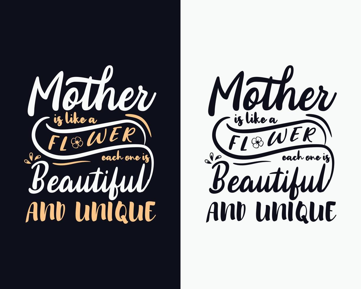 mãe é como uma flor cada uma é linda e única, design de camiseta para o dia das mães, dia das mães svg vetor