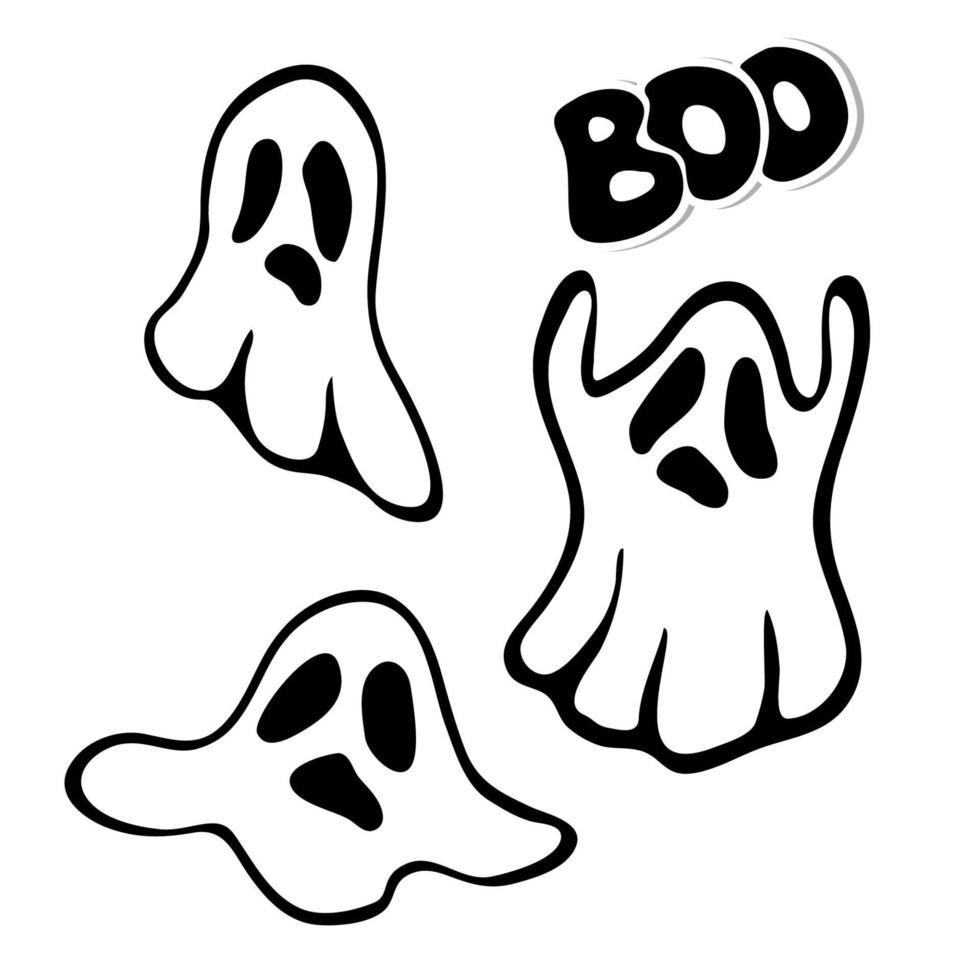 fantasma. letras boo. um conjunto de fantasmas. design de elementos de halloween. vetor