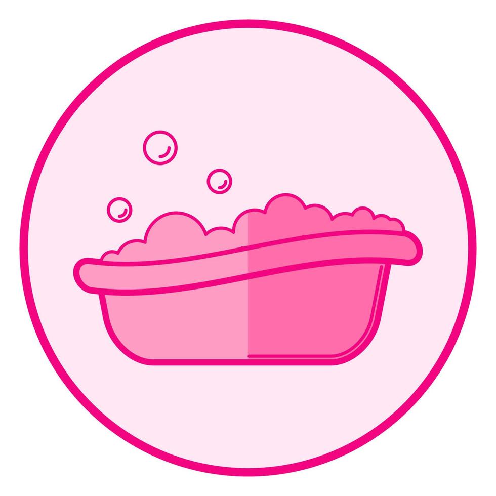 banheira. ícone de bebê rosa em um fundo branco, design de vetor de arte de linha.