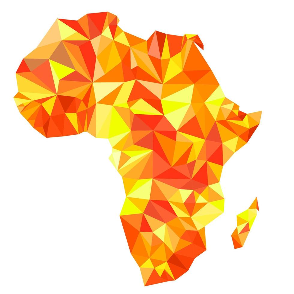 continente abstrato da África de triângulos laranja, âmbar, amarelos. estilo origami. padrão poligonal de vetor para seu projeto.