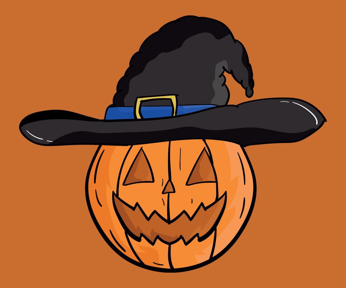 estilo de doodle desenhado de mão de abóbora de halloween vetor