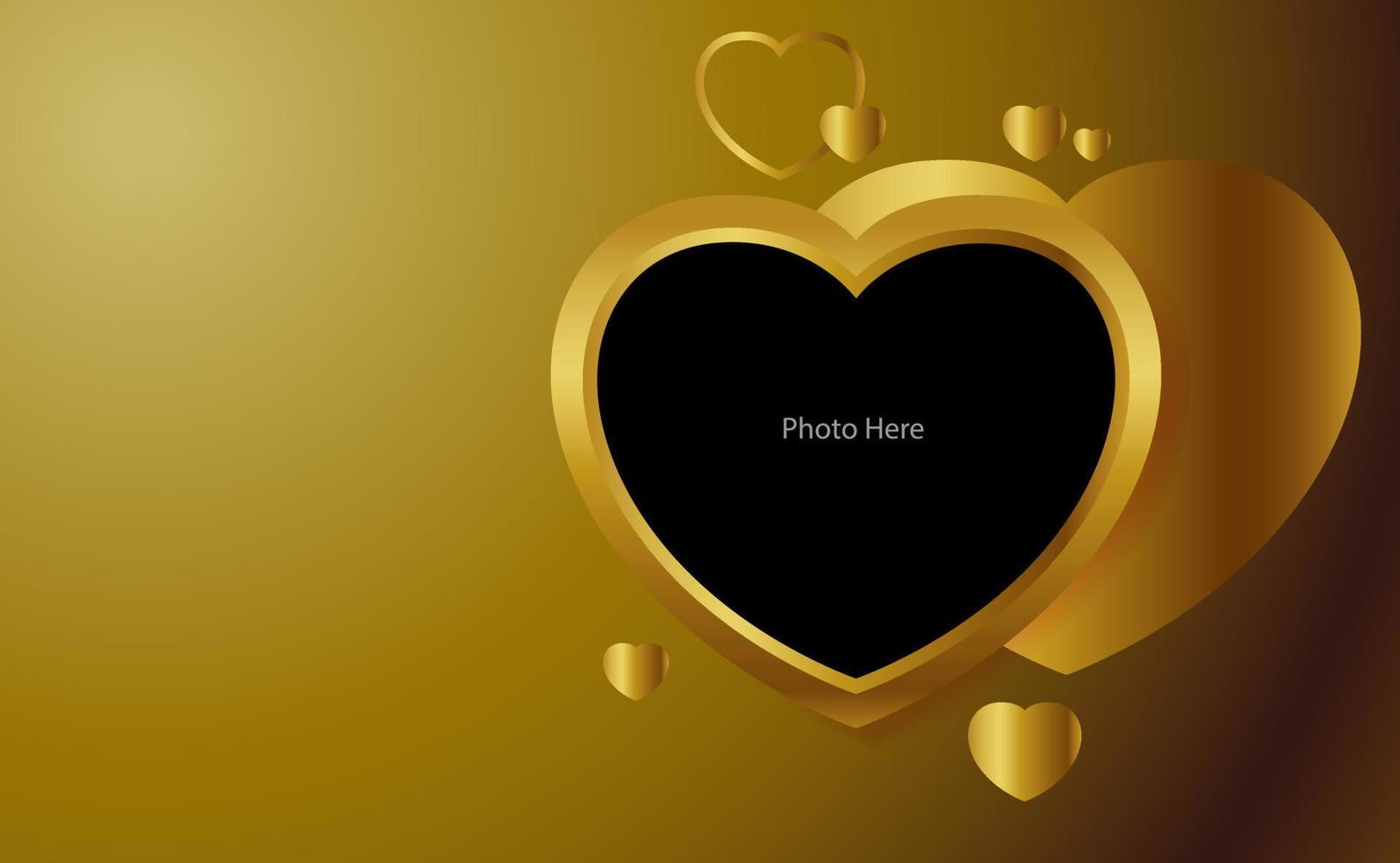 moldura de coração dourado para foto vetor
