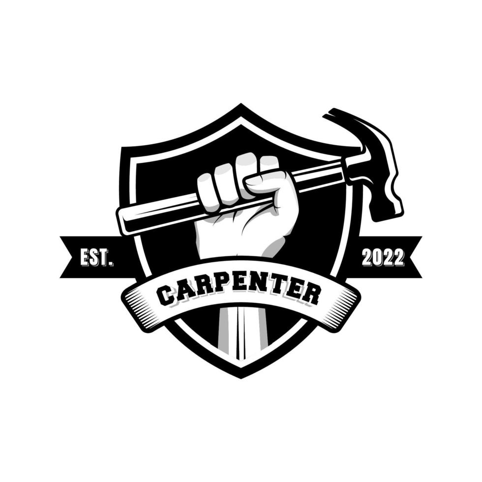 design de logotipo de carpinteiro em estilo vintage retrô rústico. design de logotipo de faz-tudo vetor
