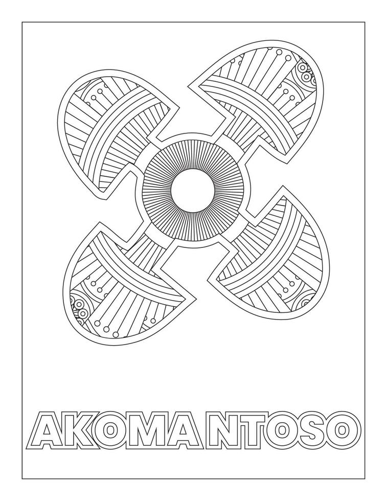 desenho de símbolos adinkra africanos para colorir akoma ntoso vetor