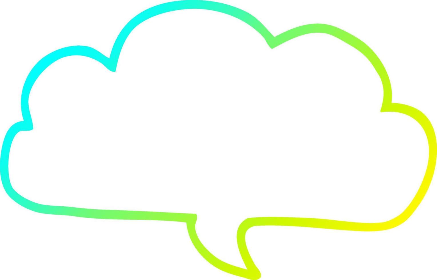 bolha de fala de nuvem de desenho animado de desenho de linha de gradiente frio vetor