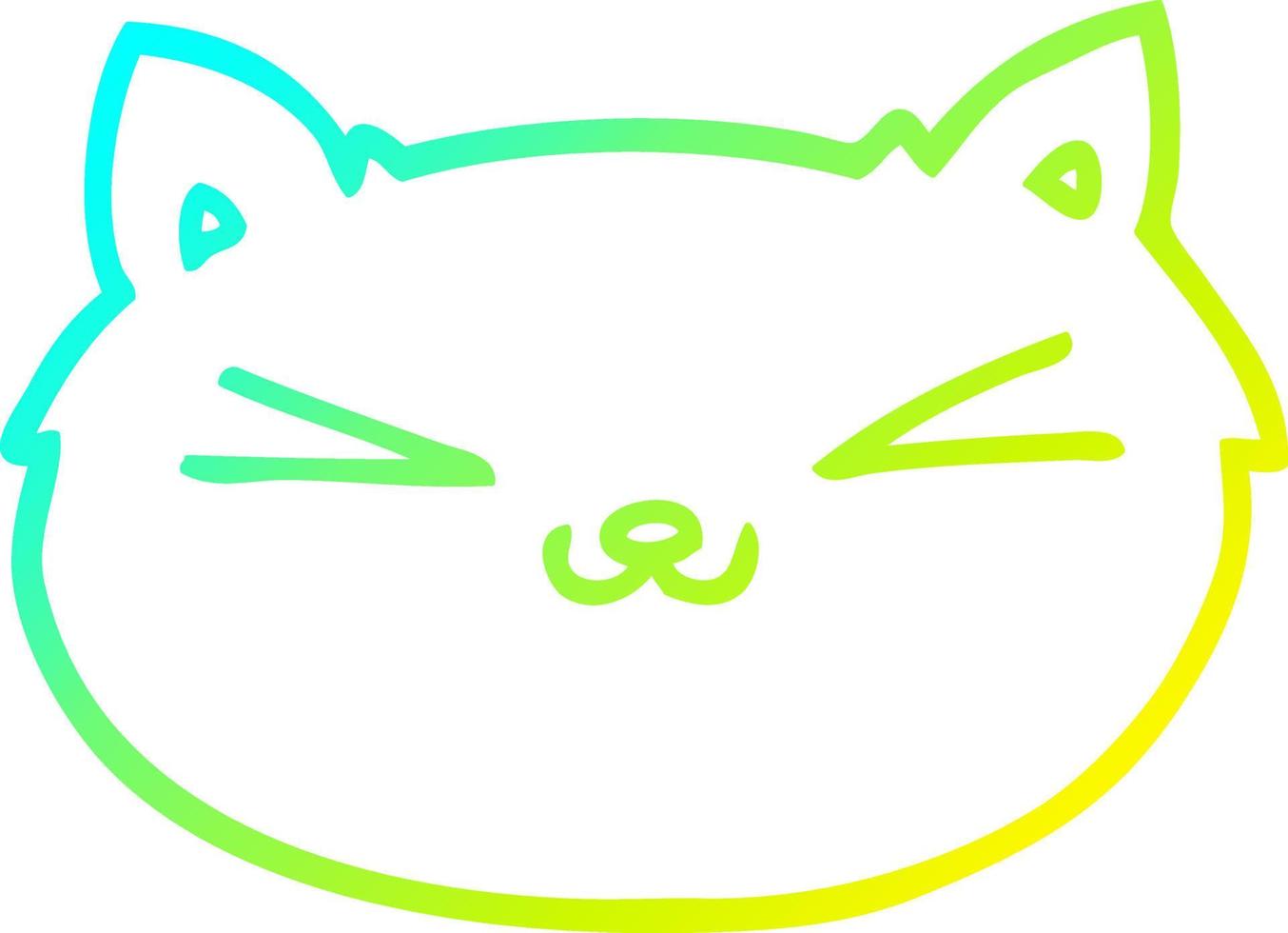 linha de gradiente frio desenhando gato de desenho animado feliz vetor