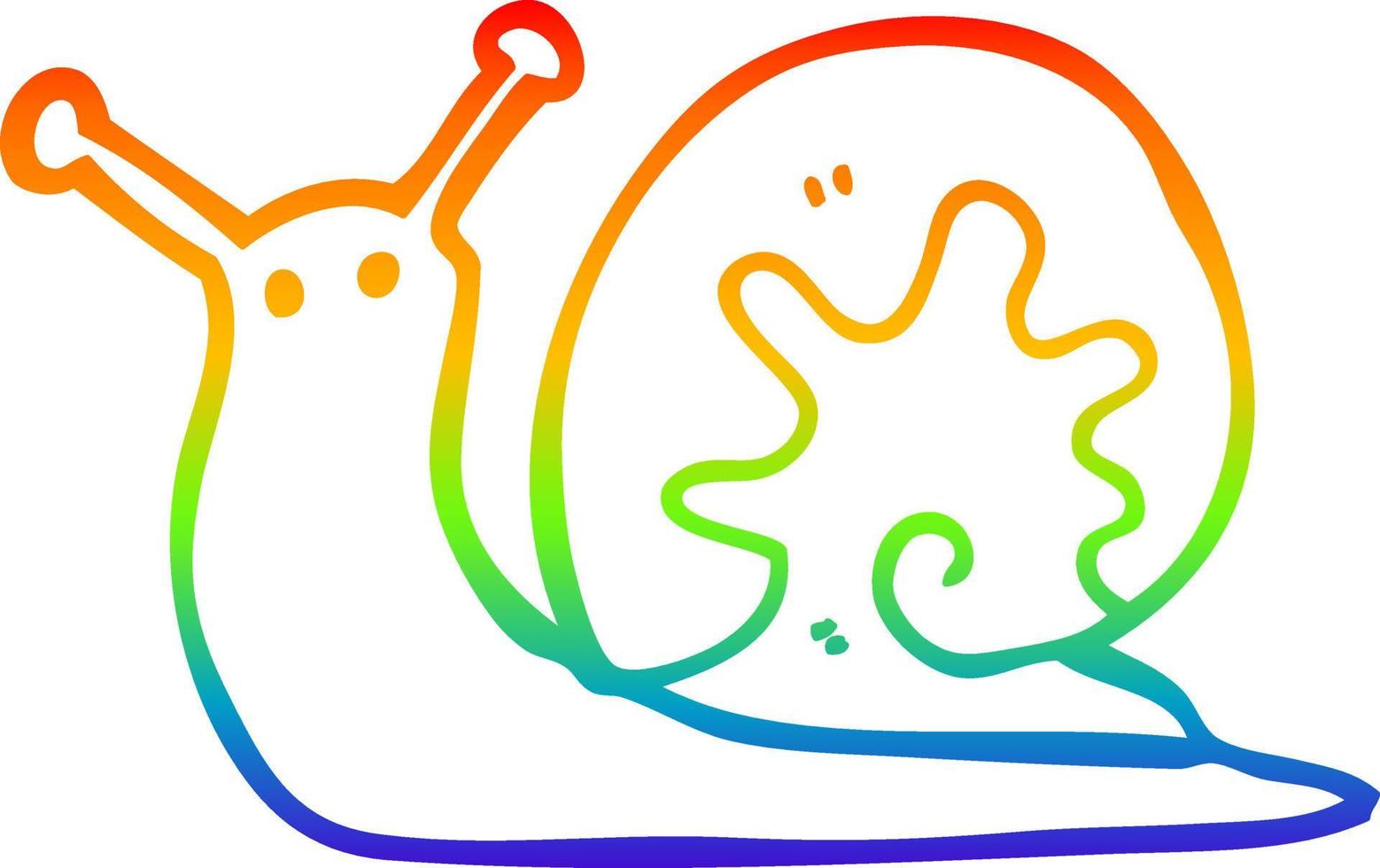 caracol de desenho de linha de gradiente de arco-íris vetor