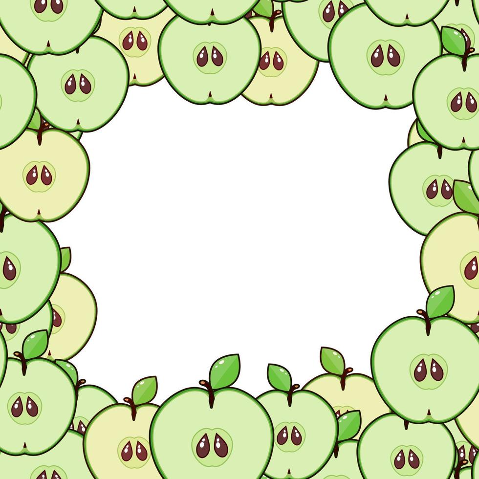 moldura de frutas de fatias de maçã. vetor