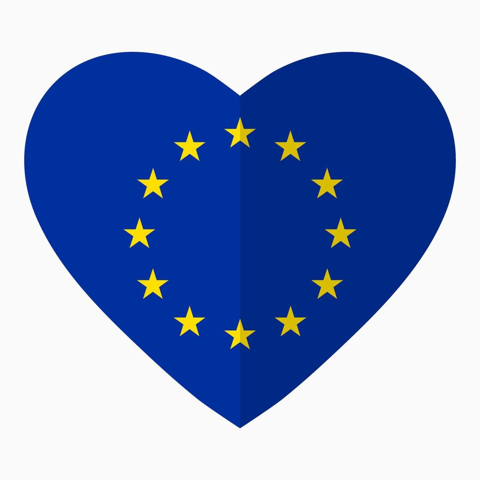 bandeira da união europeia em forma de coração, estilo simples, símbolo de amor por seu país, patriotismo, ícone para o dia da independência. vetor