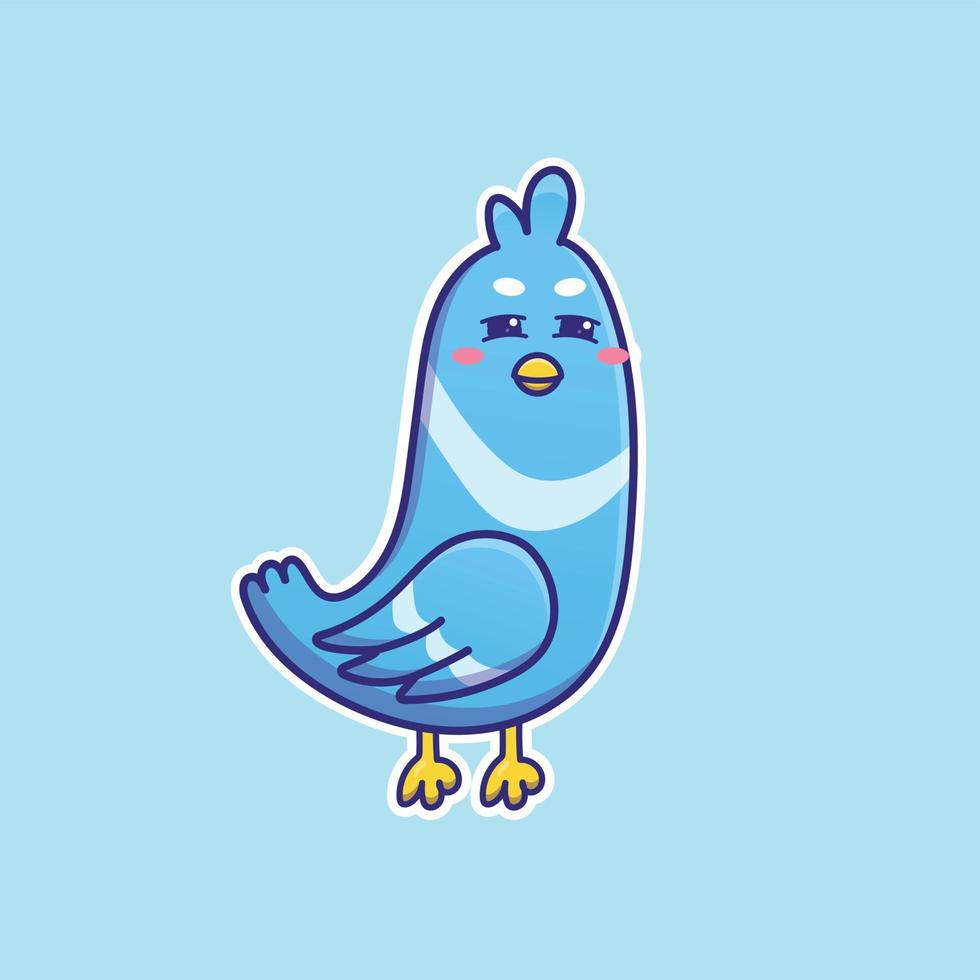 pássaro azul bonito dos desenhos animados em ilustração vetorial vetor