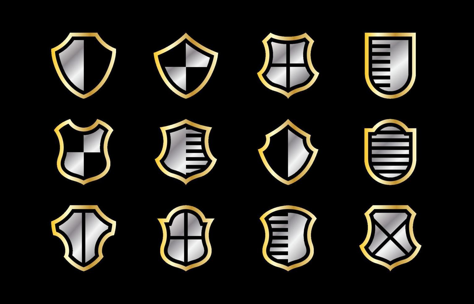 escudo coleção de ícones de cor gradiente de forma diferente vetor
