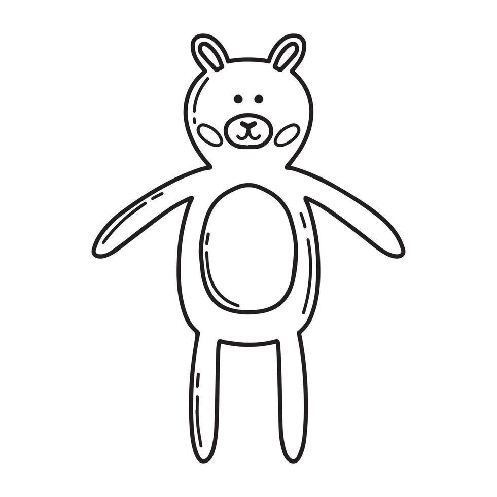 ursinho de pelúcia em estilo doodle. ilustração vetorial. urso de brinquedo. vetor