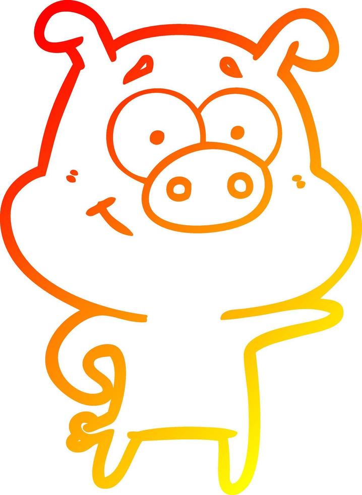 desenho de linha de gradiente quente desenho de porco apontando vetor