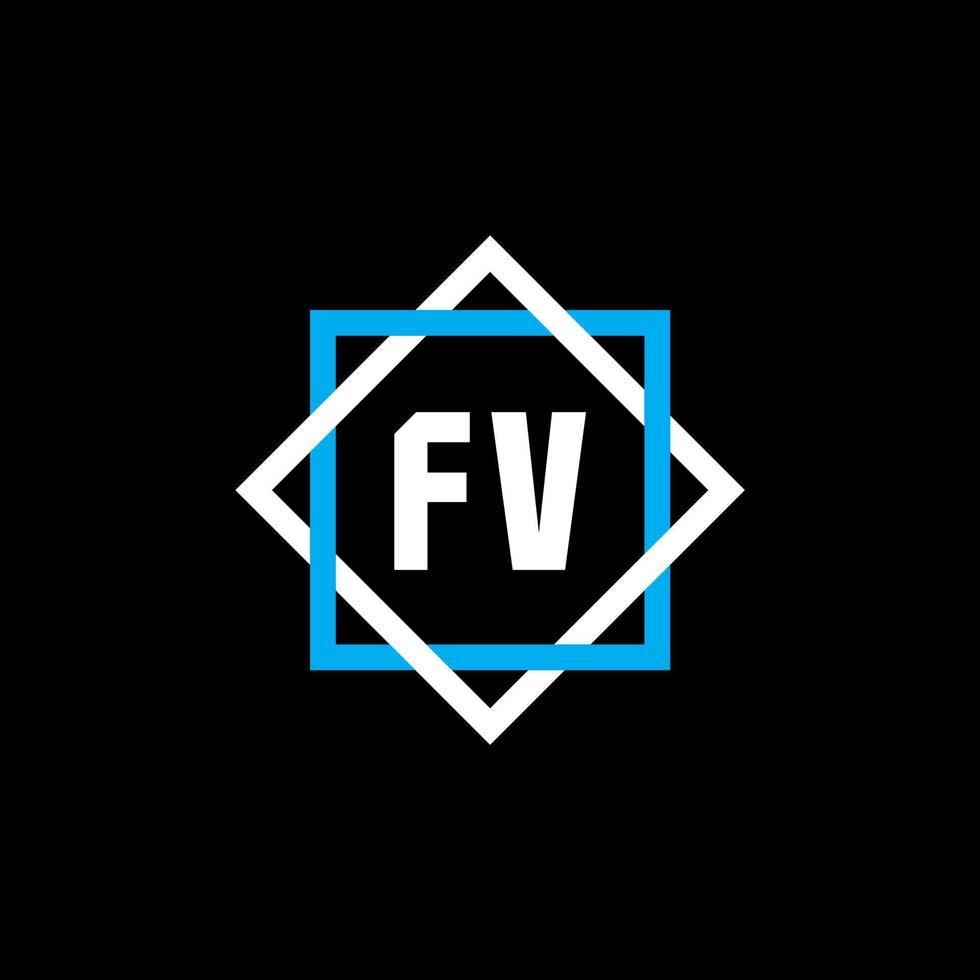 design de logotipo de carta fv em fundo preto. conceito de logotipo de carta de círculo criativo fv. design de letra fv. vetor