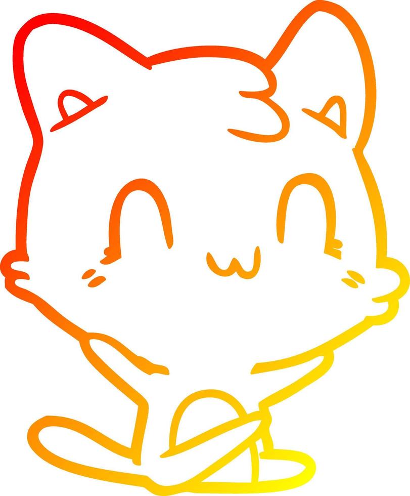 desenho de linha gradiente quente desenho animado gato feliz vetor