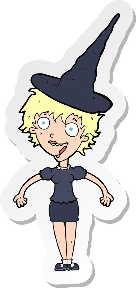 adesivo de uma bruxa de halloween de desenho animado vetor
