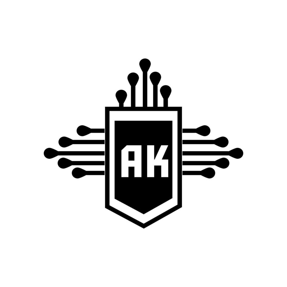 ak conceito de logotipo de carta de círculo criativo. ak design de letras. vetor