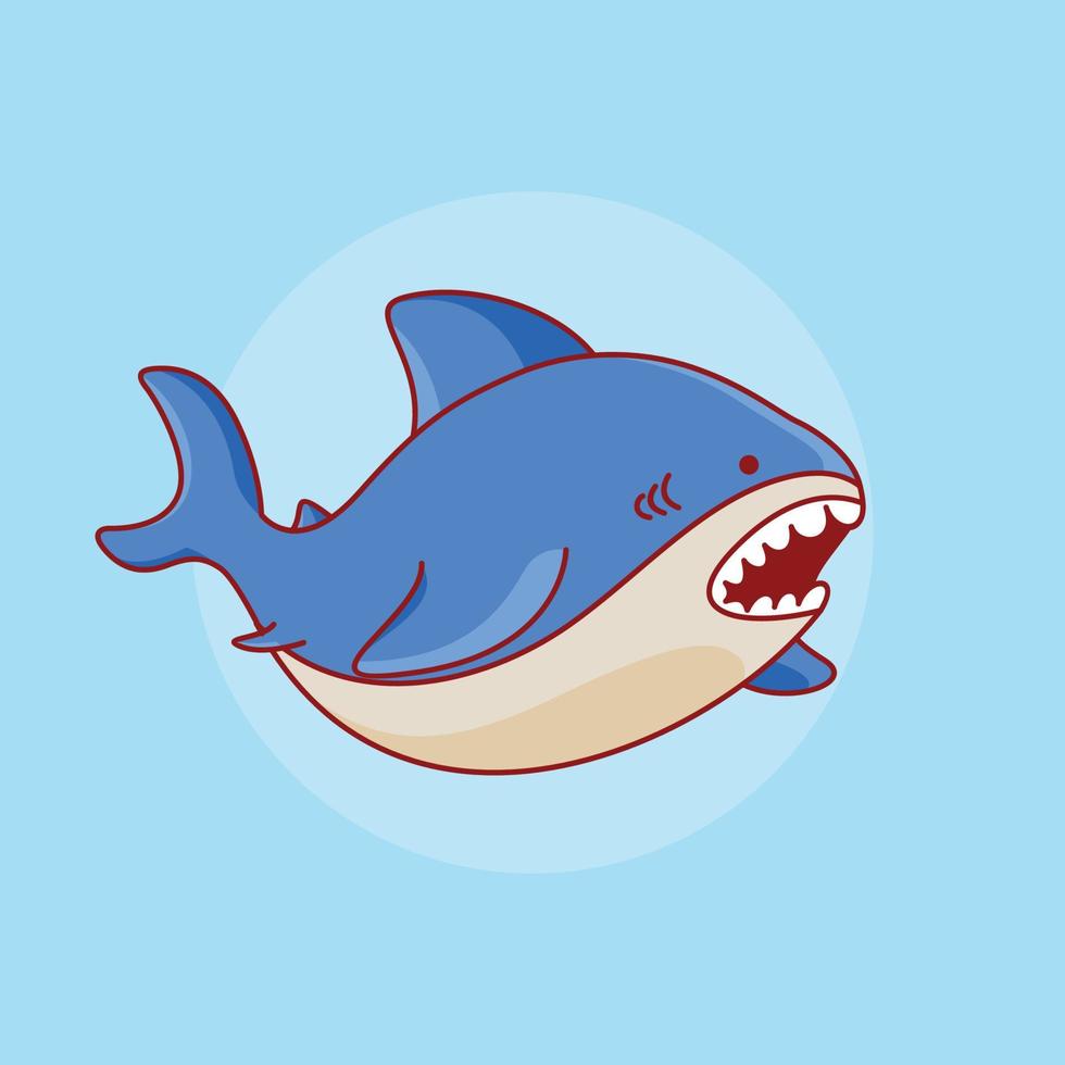ilustração de ícone de vetor de desenho animado de tubarão fofo