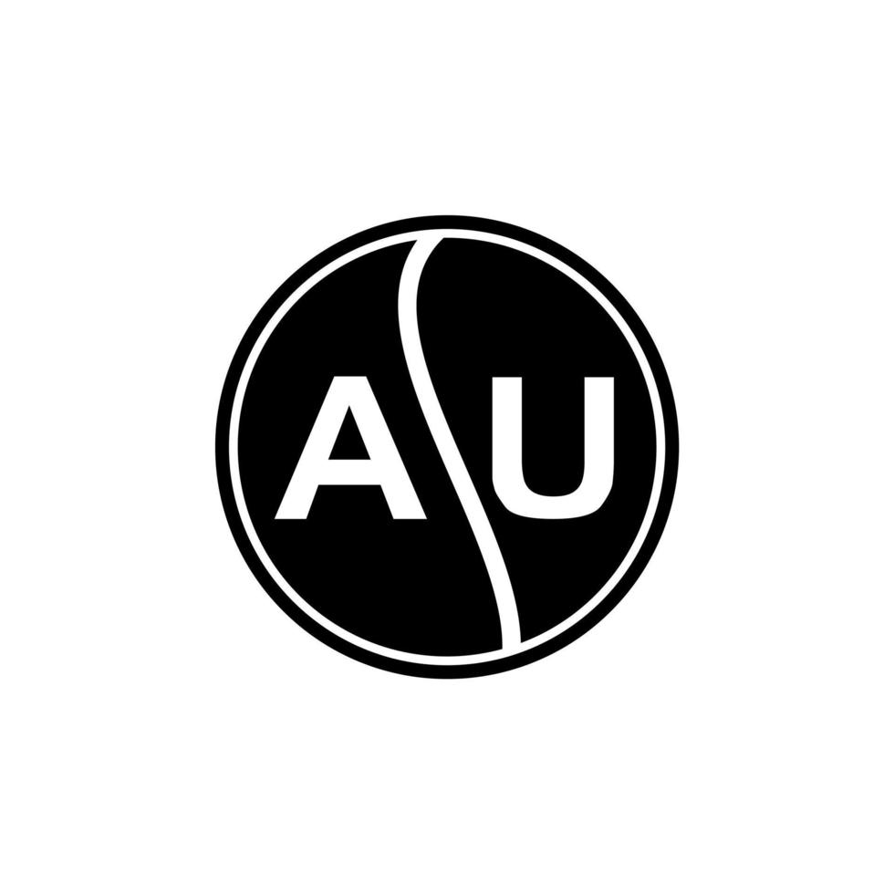 design de logotipo de carta au em fundo preto. au conceito de logotipo de carta de círculo criativo. design de letra au. vetor