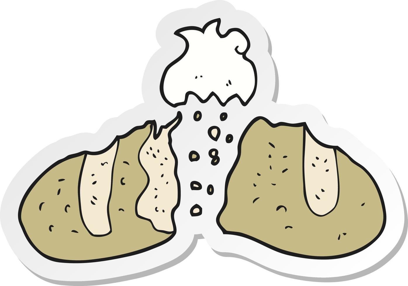 adesivo de um pedaço de pão de desenho animado vetor
