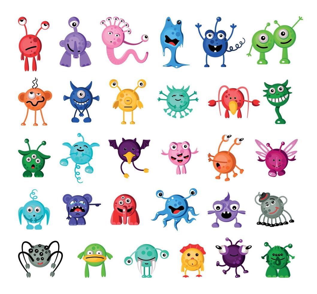 coleção de monstros multicoloridos vetor
