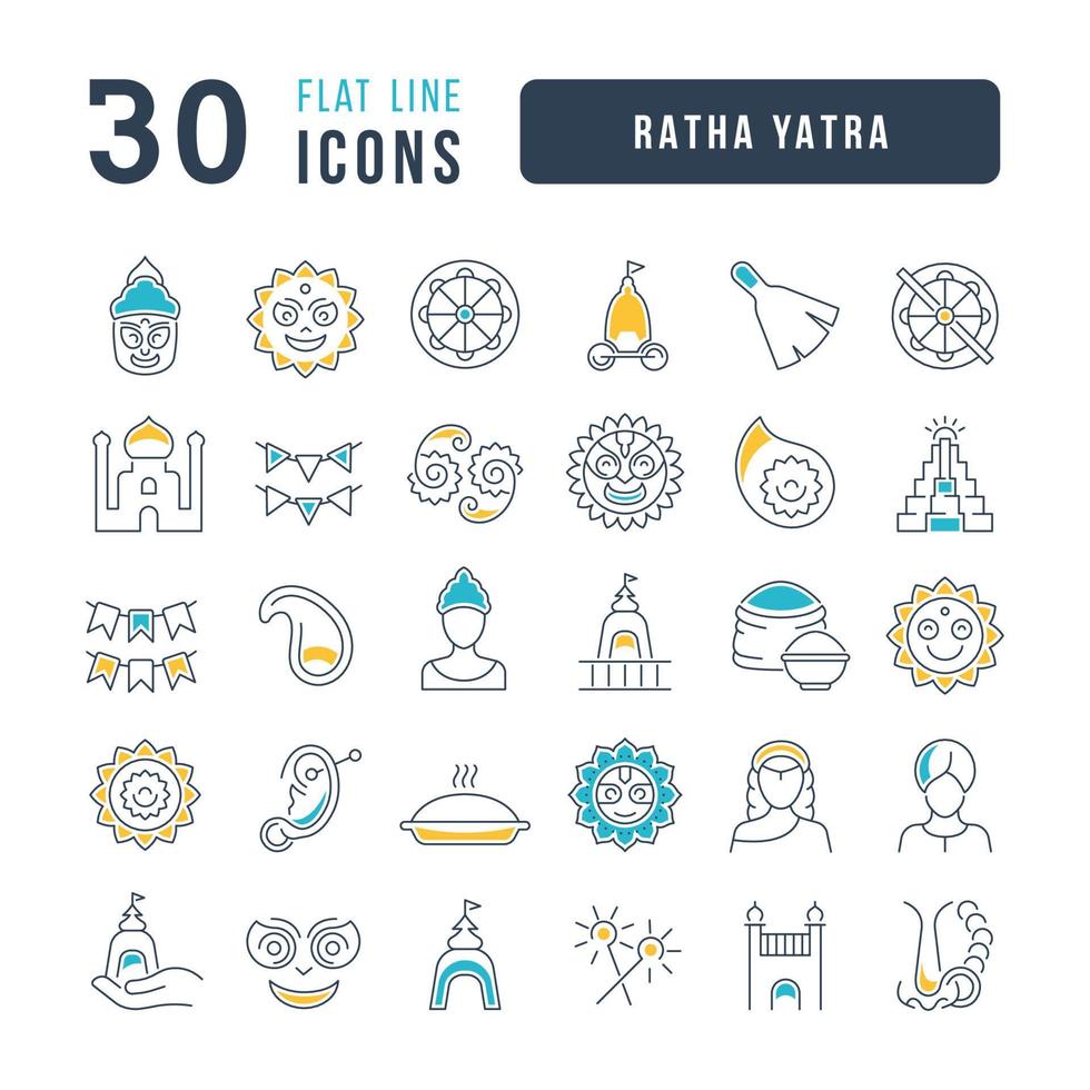 ícones de linha vetorial de ratha yatra vetor