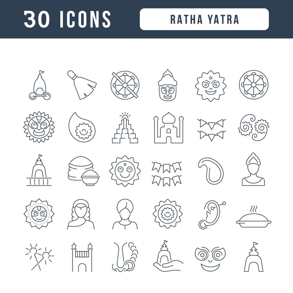 ícones de linha vetorial de ratha yatra vetor