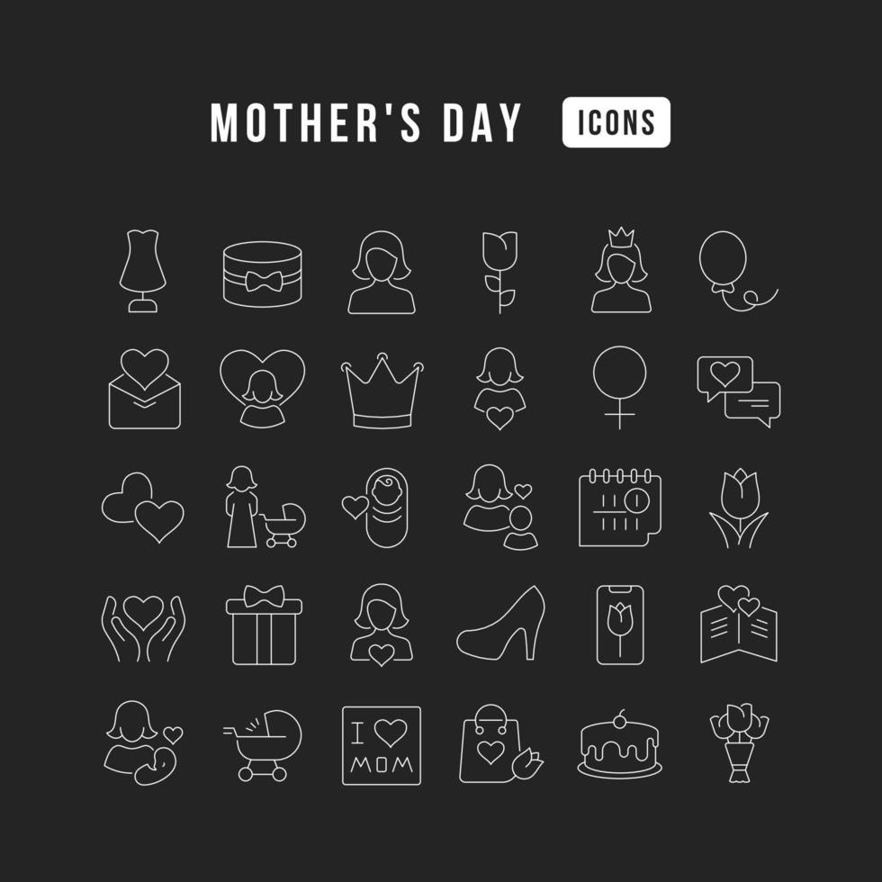 conjunto de ícones lineares do dia das mães vetor