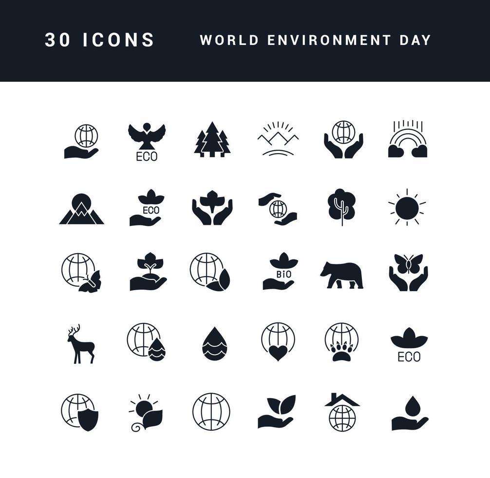 vetor ícones simples do dia mundial do meio ambiente