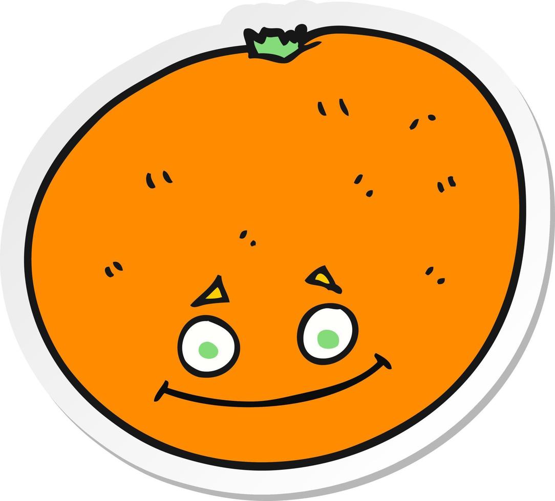 adesivo de uma laranja de desenho animado vetor