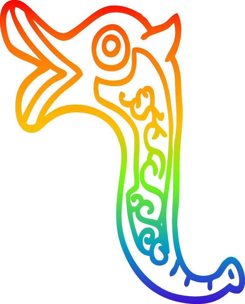 desenho de linha de gradiente de arco-íris trompete de guerra dos desenhos animados vetor