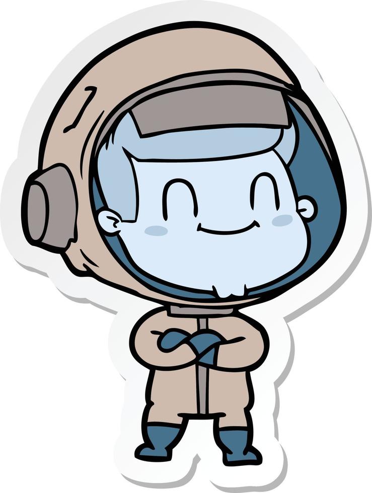 adesivo de um homem astronauta de desenho animado feliz vetor