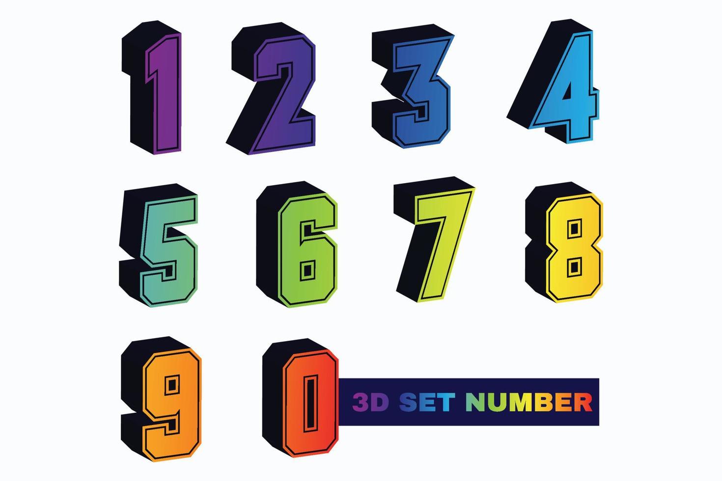 gradiente conjunto de vetores de números 3d. Personagens 3D realistas. elementos decorativos para banner, capa, aniversário ou festa de aniversário.