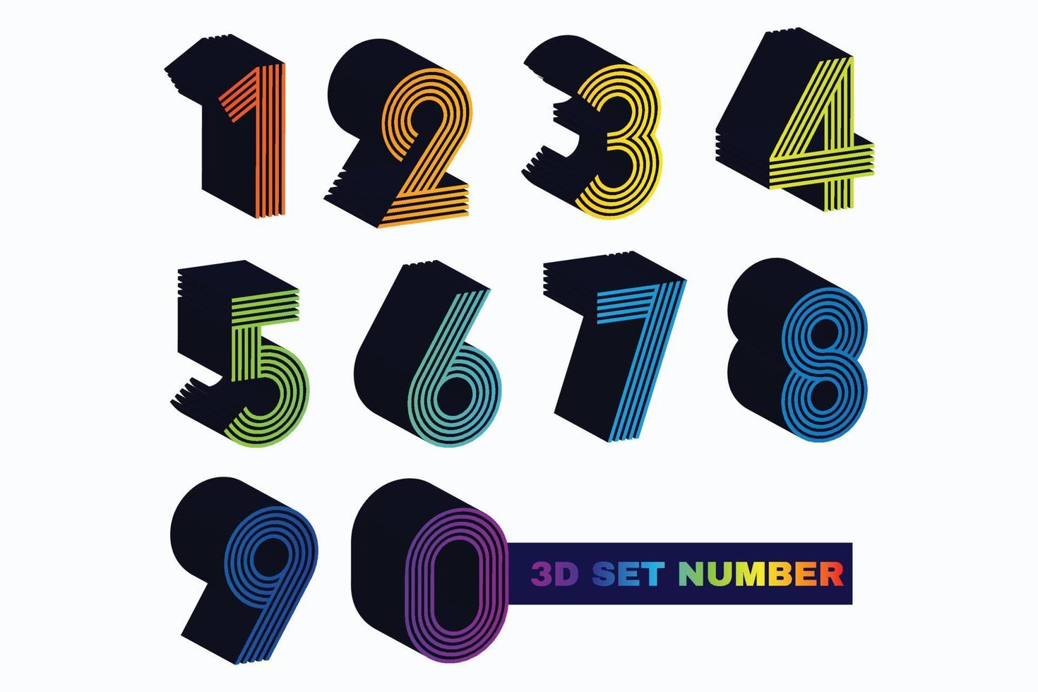 gradiente conjunto de vetores de números 3d. Personagens 3D realistas. elementos decorativos para banner, capa, aniversário ou festa de aniversário.